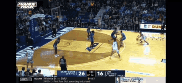 a basketball game is being played between saint louis and wichita st.