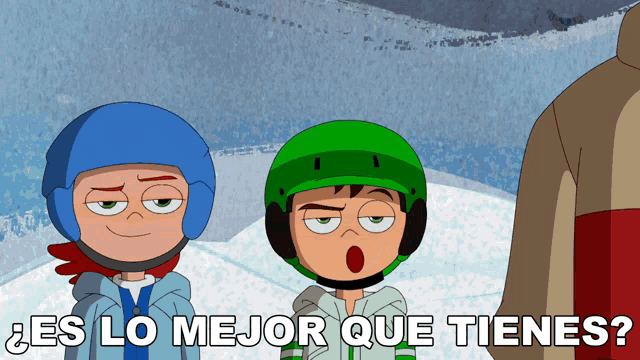 two cartoon characters with the words " es lo mejor que tienes "
