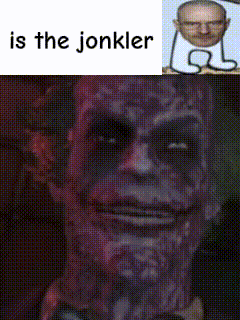 a close up of a man 's face with a caption that says is the jonkler