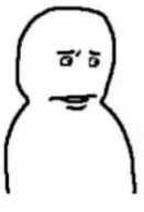 a black and white drawing of a person 's face with a funny face .