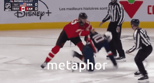 a hockey game between the usa and canada is being played on disney +