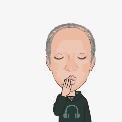 a cartoon of a man wearing headphones with a heart above him