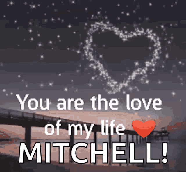 a picture of a bridge with a heart and the words you are the love of my life mitchell