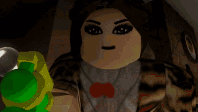 a girl is holding a green light in her hand