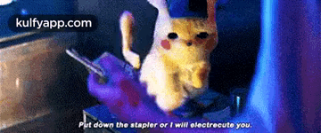 Put Dòwn The Stapler Or I Will Electrecute You..Gif GIF - Put Dòwn The Stapler Or I Will Electrecute You. So Cute But I'M-so-confused GIFs