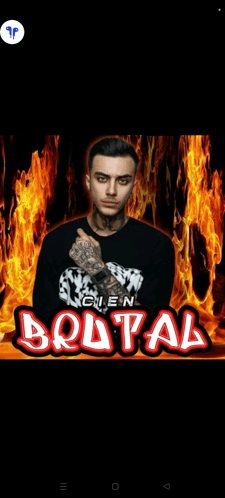 a man with a tattoo on his arm is standing in front of flames and the word boital