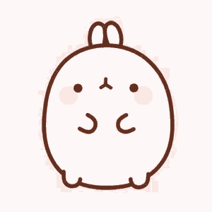 a cartoon of a white rabbit with pink stars around its head .