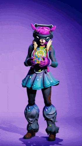 a purple background with a person holding a globe