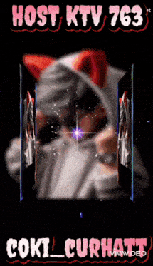 a poster for host ktv 763 with a person in a cat hood