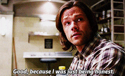 a man in a plaid shirt is saying good because i was just being honest