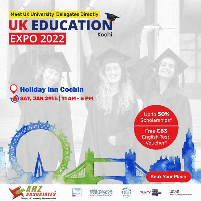 a poster for the uk education expo 2022