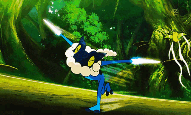 a cartoon drawing of a cat with a sword in its hand