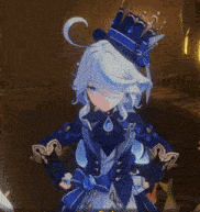 a girl with a crown on her head is wearing a blue hat