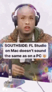 a man wearing headphones is sitting at a table with a sign that says southside fl studio