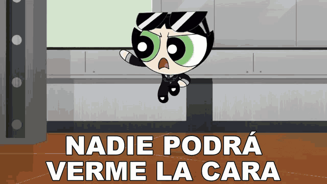 a cartoon character with the words nadie podra verme la cara