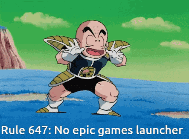 a picture of a cartoon character with the words rule 647 no epic games launcher
