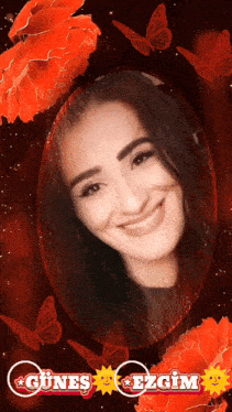 a picture of a smiling woman with the words günes ezgim on the bottom