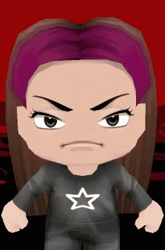 a cartoon girl with purple hair and a star on her shirt