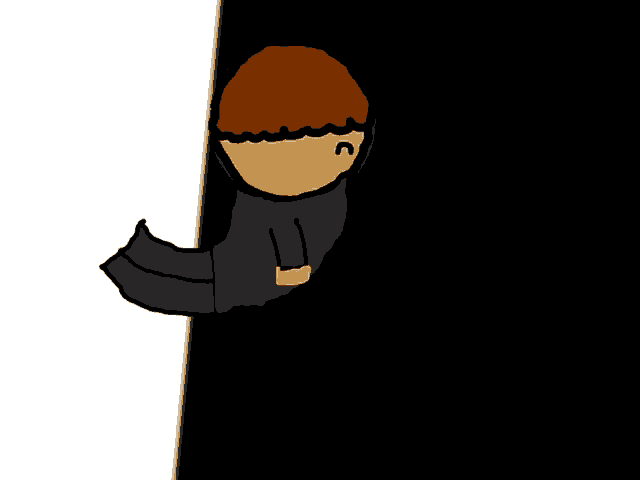 a cartoon drawing of a person with the letter u on their face