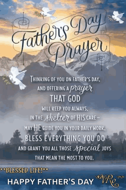 a father 's day greeting card with a prayer that god will keep you always in the shelter of his care