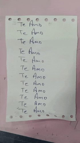 a list of te amo written on a piece of paper with holes in it