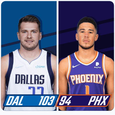two basketball players from dallas and phoenix are shown
