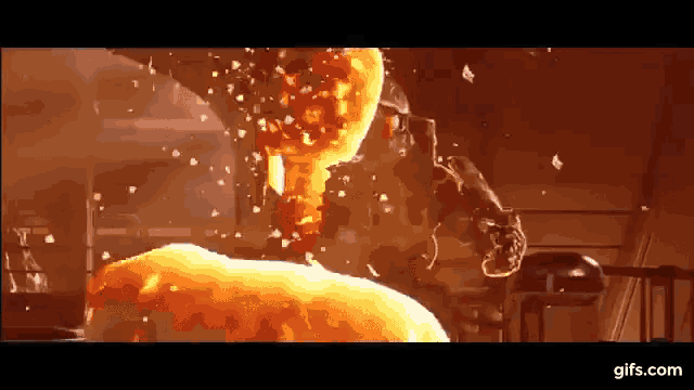 a video game character is being destroyed by a large explosion