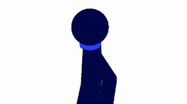 a blue stick figure and a black stick figure are standing next to each other with their hands on their hips
