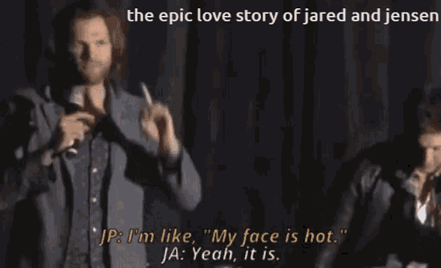 the epic love story of jared and jensen is being discussed on a stage