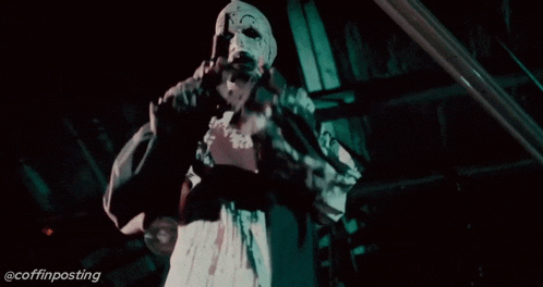 a picture of a bloody clown with the words coffinposting below it