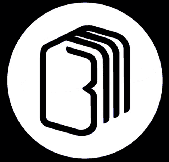 a white circle with a purple ring around a stack of books