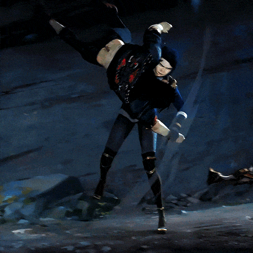 a painting of a man doing a handstand with a gun