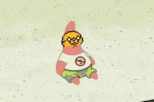 patrick star from spongebob squarepants is walking down a road with the words kabalooors below him