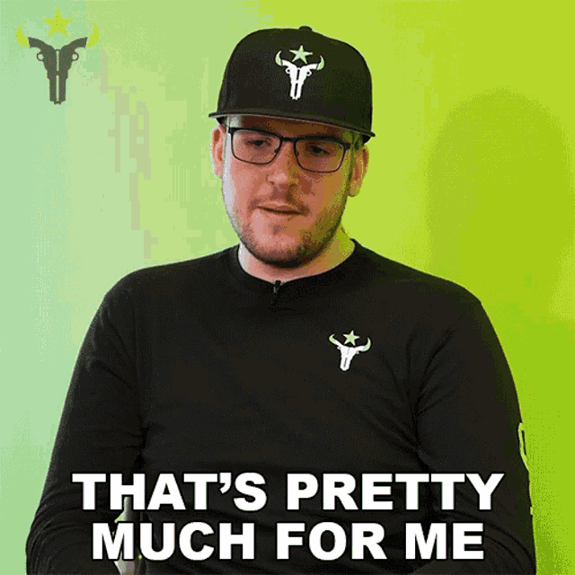 a man wearing glasses and a black shirt says that 's pretty much for me