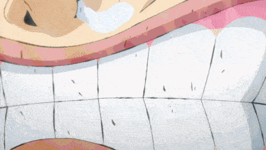 a cartoon drawing of a person 's mouth with a pink background