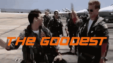 a group of men standing on a runway with the words the goodest