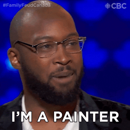 a bald man with glasses and a beard says i 'm a painter