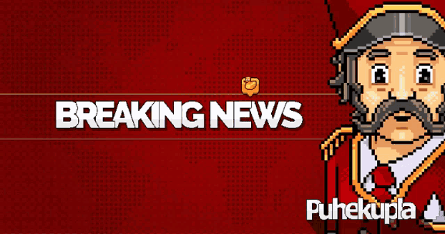 pixel art of a man with the words breaking news
