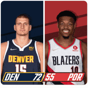 two basketball players one from the denver nuggets and the other from the blazers