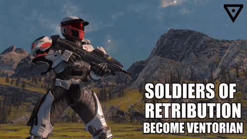 soldiers of retribution become ventorian is written on a video game poster