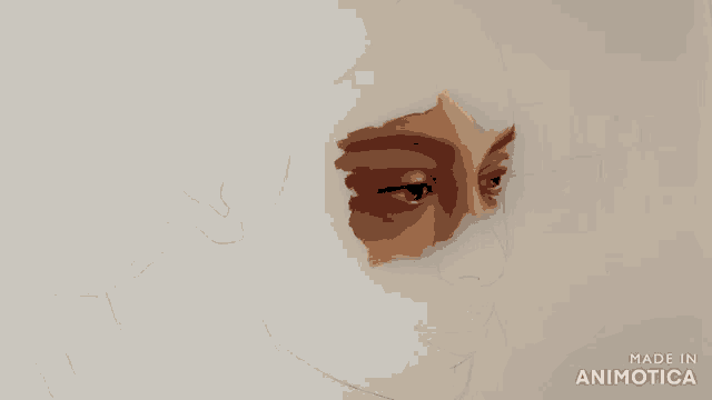 a painting of a woman 's face is being made by animatica