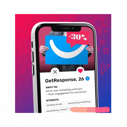 a phone displays a profile of a man named get response