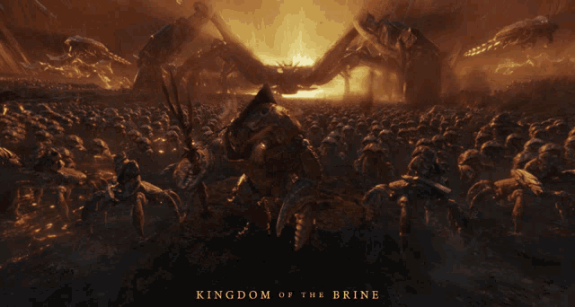 a poster for the movie kingdom of the brine shows a large monster