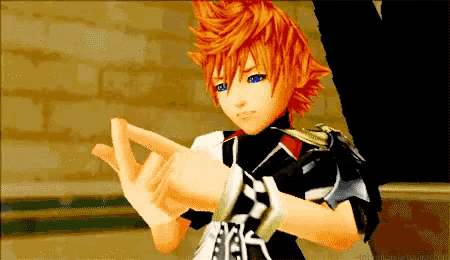 a pixelated image of a cartoon character with orange hair and blue eyes