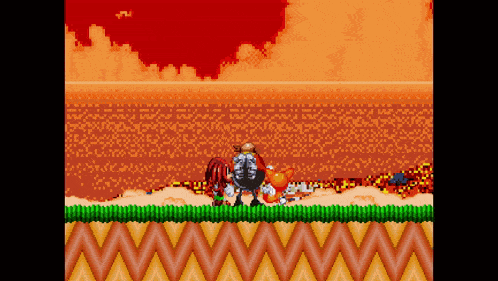 sonic the hedgehog is playing a video game with a red background