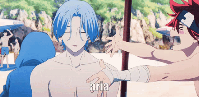 aria is being touched by a person with bandages on their wrists