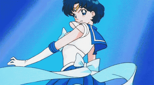a cartoon of a girl in a sailor suit with a blue background