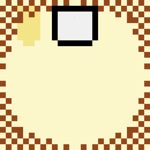 a pixel art of a cup of coffee with a checkered frame