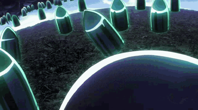 a bunch of bullets are lined up in a row