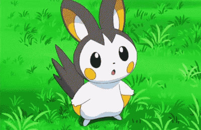 a cartoon rabbit is standing in a field of grass .